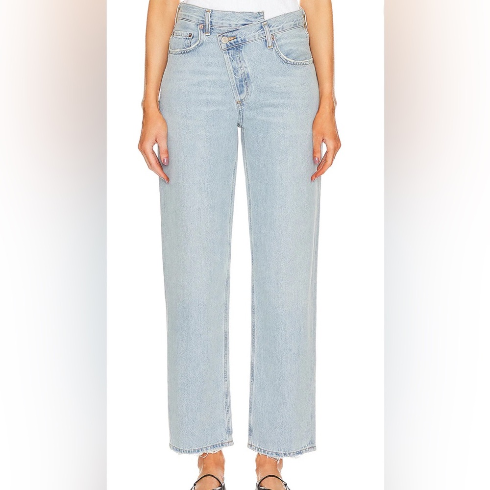 AGOLDE Light Blue Criss Cross Straight Leg Jeans